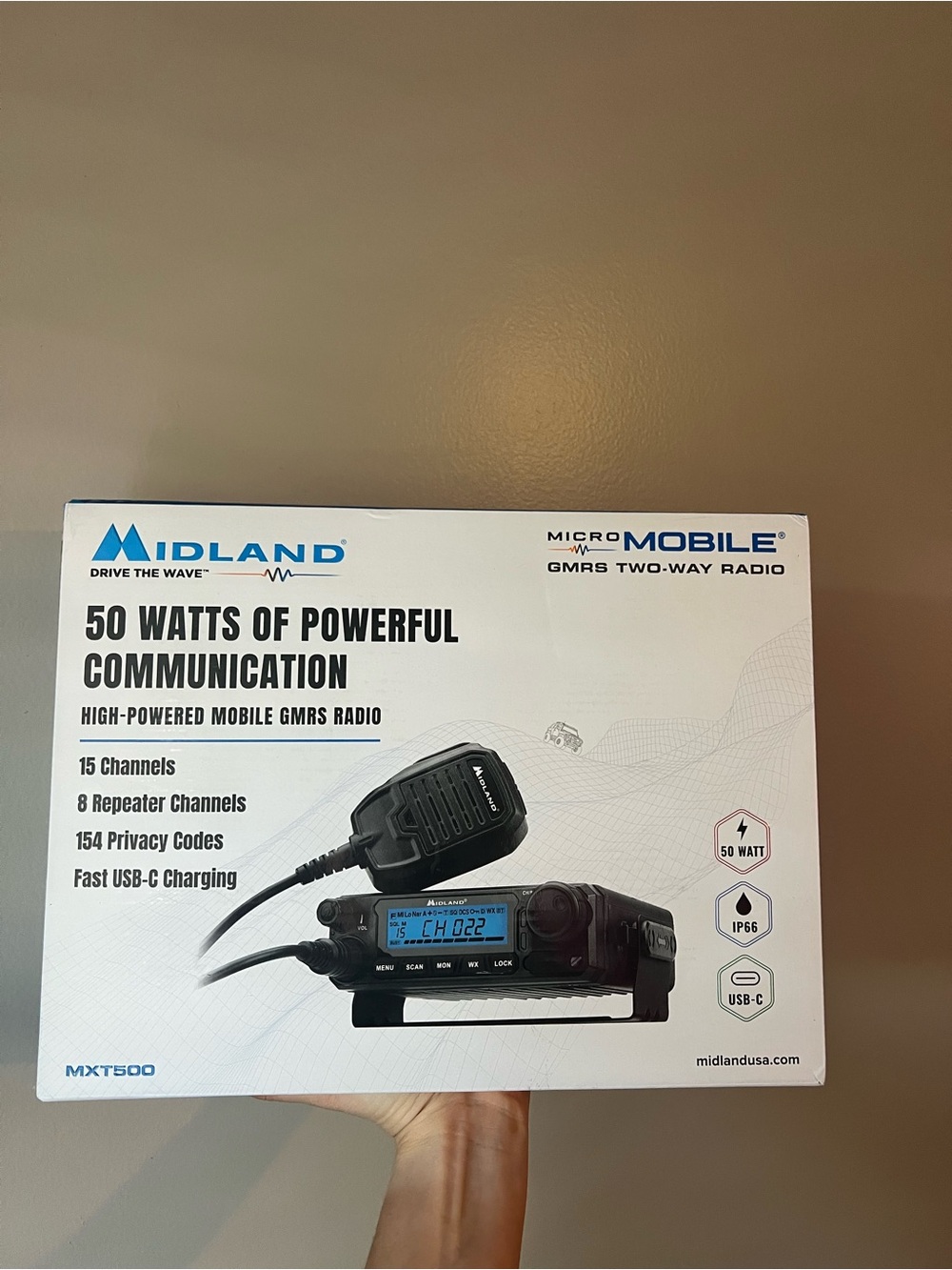 Midland MXT575 50W MicroMobile GMRS Two-Way Radio New